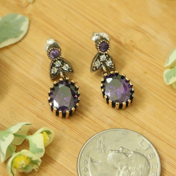 925 Sterling Silver Cubic Zirconia Stones Earrings - Picture 4 of 8